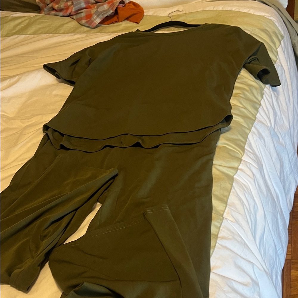 Olive Green Two-Piece Lounge Set
